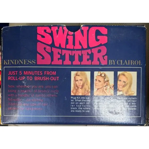 Vtg Clairol Kindness SWING SETTER Hot Rollers Jumbo Hair Curlers Travel Tested - Picture 3 of 3